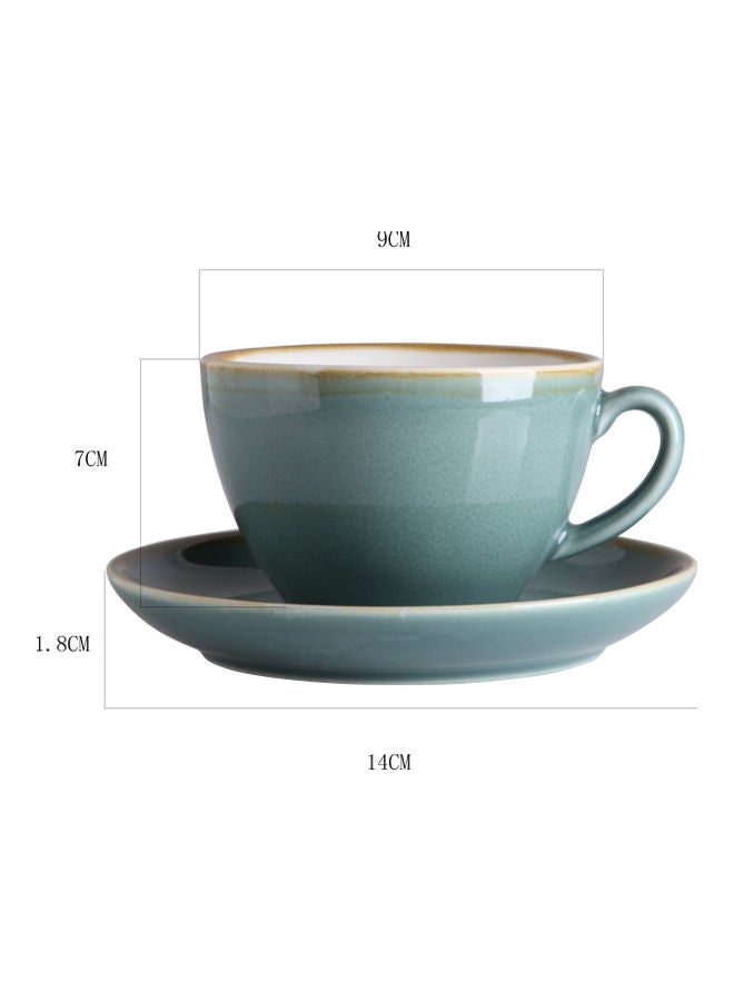 2-Piece Voguish Unique Painted Edge Coffee Cup And Saucer Blue 220ml - Image 5