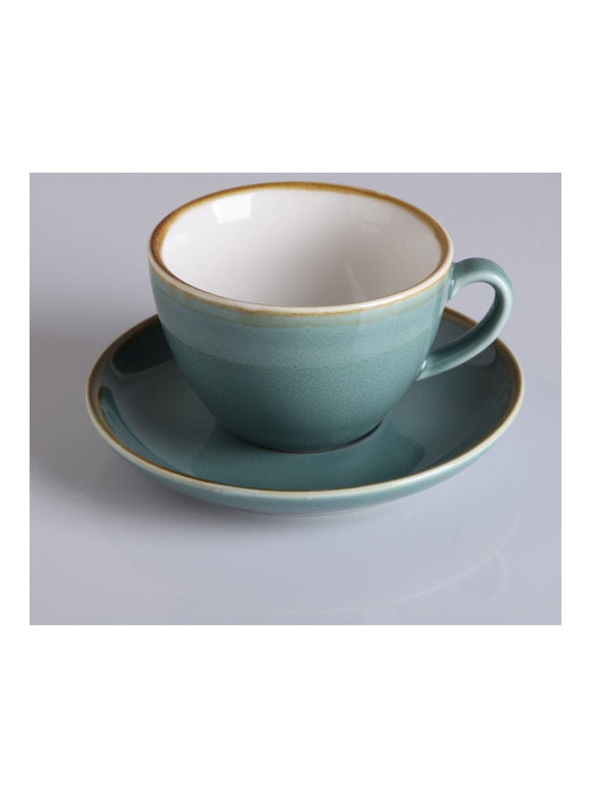2-Piece Voguish Unique Painted Edge Coffee Cup And Saucer Blue 220ml - Image 3