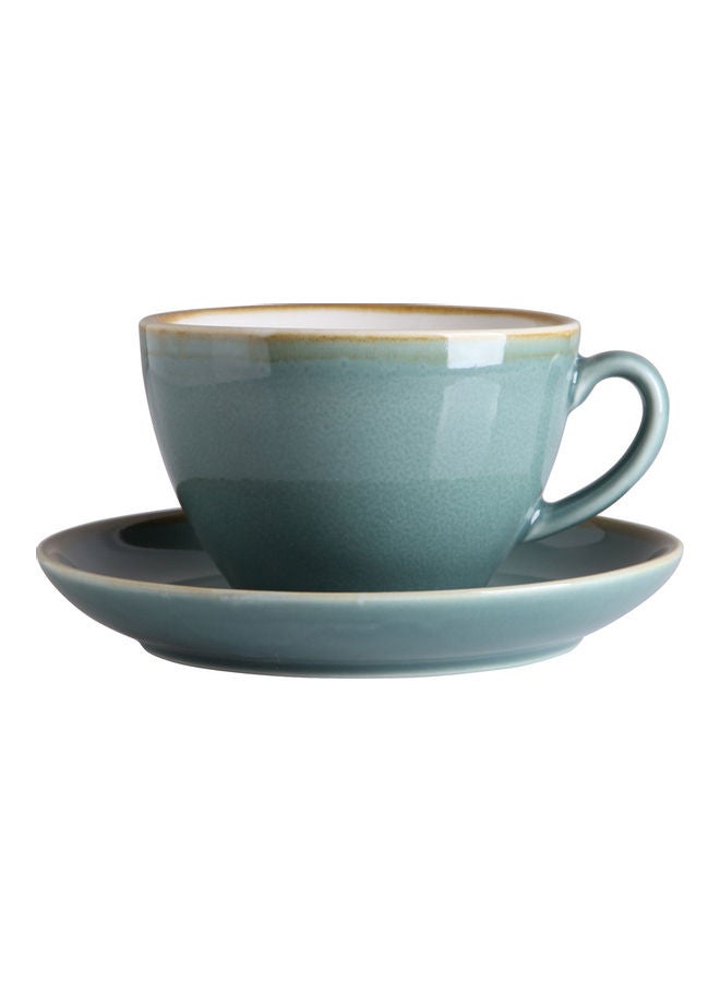2-Piece Voguish Unique Painted Edge Coffee Cup And Saucer Blue 220ml - Image 2