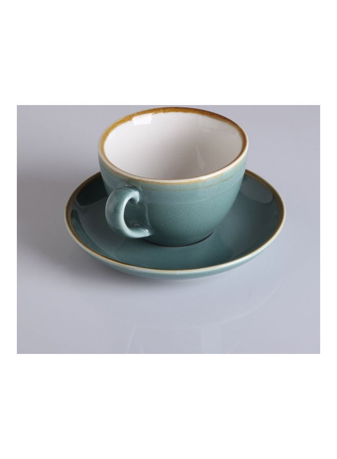 2-Piece Voguish Unique Painted Edge Coffee Cup And Saucer Blue 220ml - Image 4