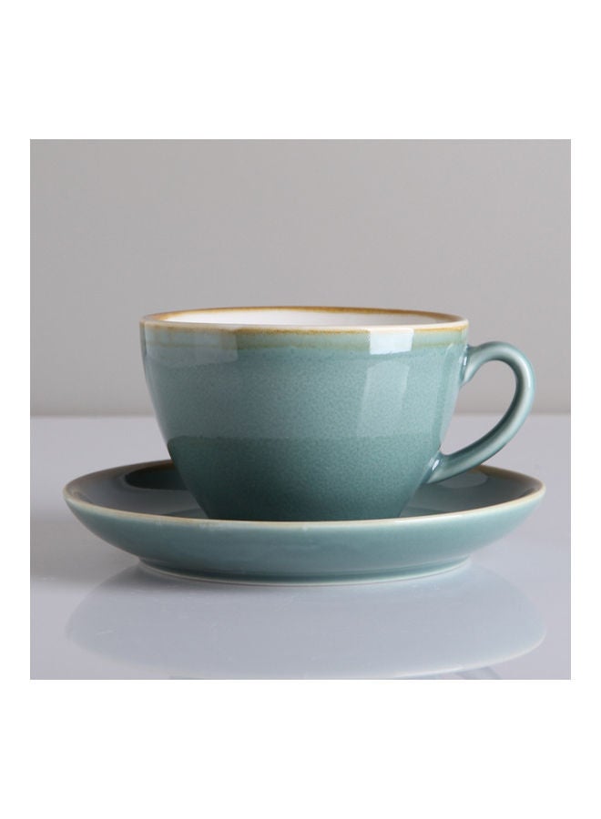 2-Piece Voguish Unique Painted Edge Coffee Cup And Saucer Blue 220ml - Image 1