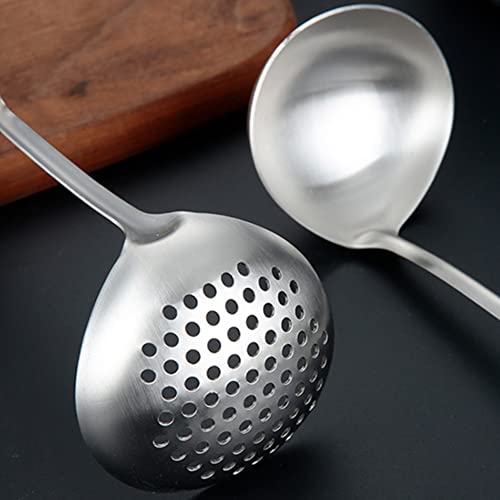 Honkenda 2 Pack Hot Pot Soup Ladle Spoon Slotted Spoons with S Shape Hanging Handle, 304 Stainless Steel Skimmer Spoon Ladles Strainer for Cooking - Image 4