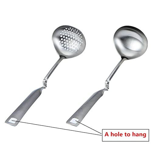 Honkenda 2 Pack Hot Pot Soup Ladle Spoon Slotted Spoons with S Shape Hanging Handle, 304 Stainless Steel Skimmer Spoon Ladles Strainer for Cooking - Image 3