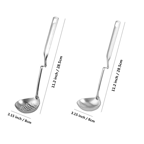 Honkenda 2 Pack Hot Pot Soup Ladle Spoon Slotted Spoons with S Shape Hanging Handle, 304 Stainless Steel Skimmer Spoon Ladles Strainer for Cooking - Image 2