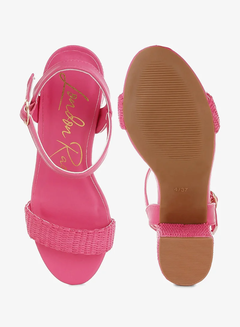 London Rag  Raffia Pin Buckle Block Heels in Fuchsia for Women | Best Price UAE