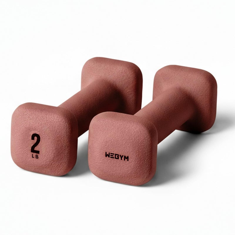 WeGym SafeGrip Square Dumbbells with Anti Slip Handles, Aesthetic Free Weights for Home Workouts, Stable Design Prevents Rolling during Floor Exercises (2LB, Pair Rose) - Image 1
