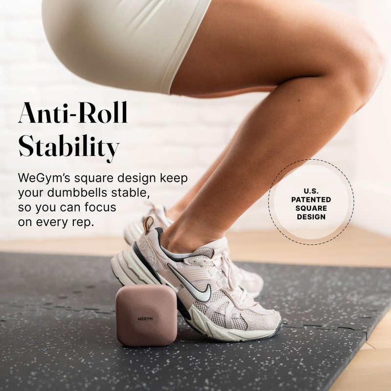 WeGym SafeGrip Square Dumbbells with Anti Slip Handles, Aesthetic Free Weights for Home Workouts, Stable Design Prevents Rolling during Floor Exercises (2LB, Pair Rose) - Image 3