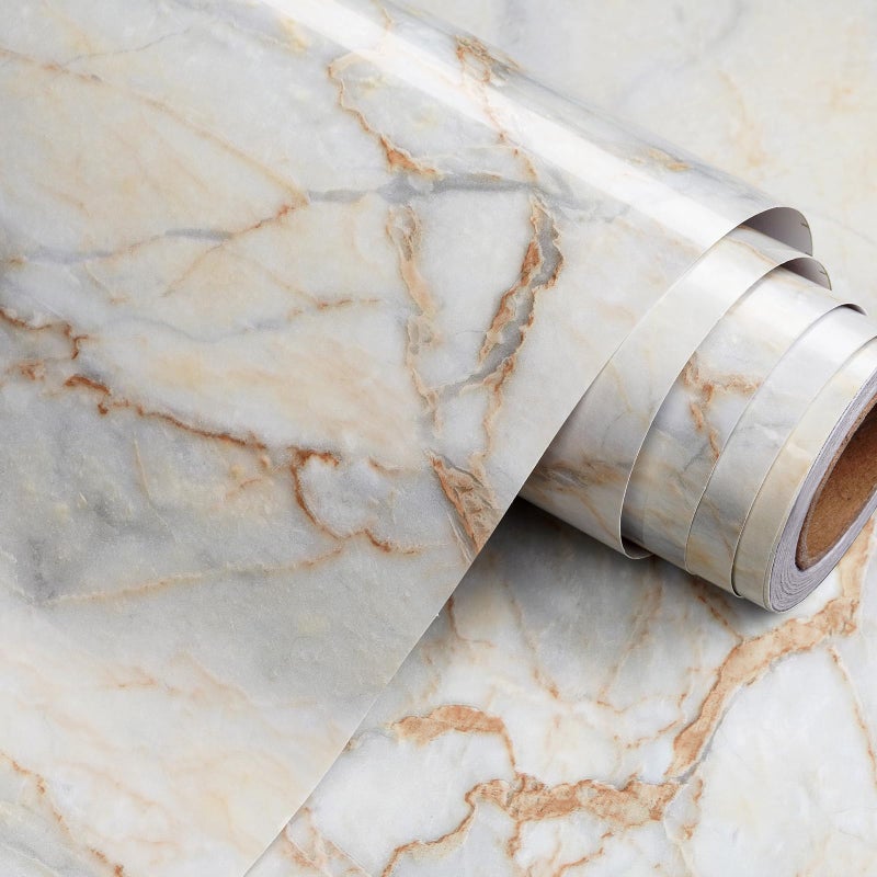 Stickyart Cyan Gold Marble Contact Paper for Cabinets and Drawers Removable Marble Contact Paper Peel and Stick Wallpaper Marble Adhesive Wallpaper for Kitchen Bathroom Countertops Waterproof 12"x160" - Image 3