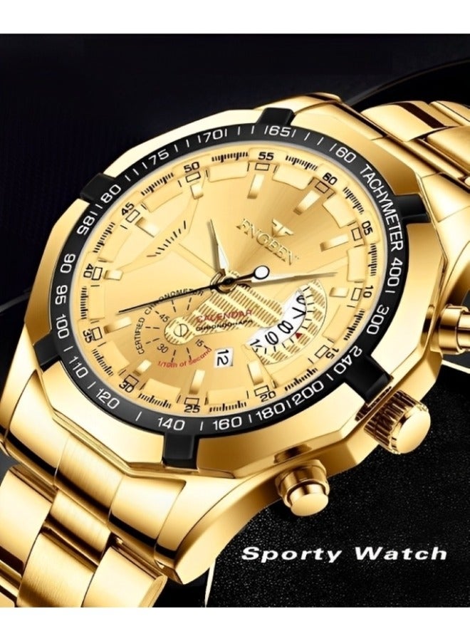 ريوكل ساعة كوارتز للرجال بحزام من الفولاذ المقاوم للصدأ ومقاومة للماء للاستخدام اليومي ووظيفة التقويم وقرص دائري كبير وساعة عمل غير ميكانيكية عصرية - Image 2