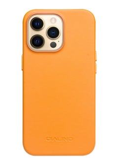 Generic Case for Iphone 13 Pro Max Cowhide Magsafe Magnetic Protective Case Orange  - Image 2