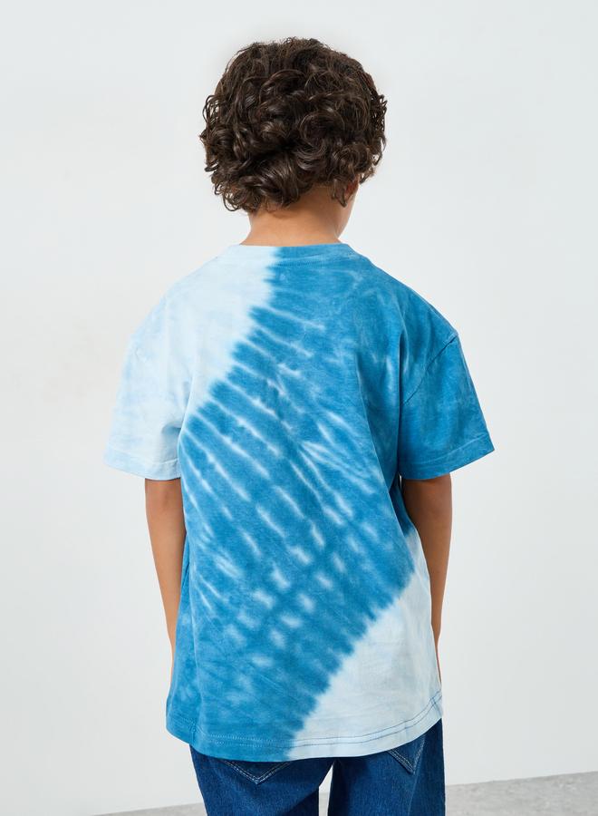 Styli Boys Tie And Dye T-Shirt With Placement Print - Image 3