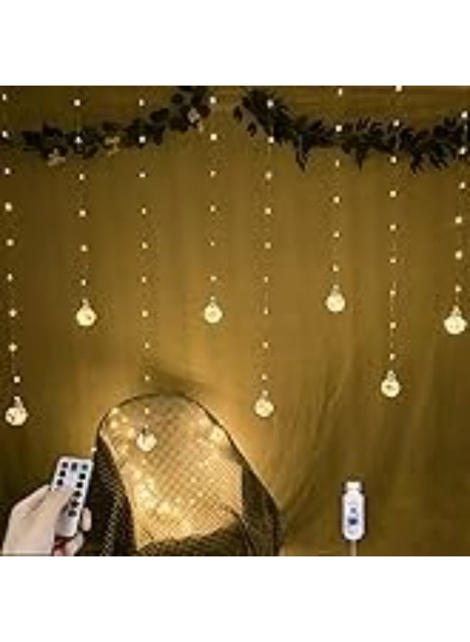 Curtain Wish Ball String Lights,Home Decorative Fairy Lights,Glass Hanging Party Lights for Wedding Christmas Party Ramadan Diwali Gift Bedroom Home Decor - Image 2
