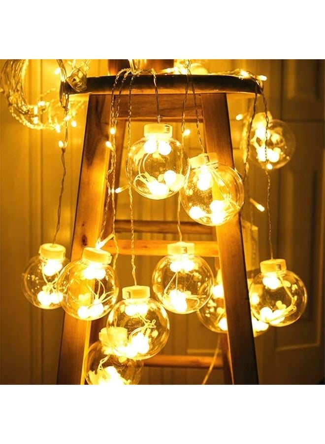 Curtain Wish Ball String Lights,Home Decorative Fairy Lights,Glass Hanging Party Lights for Wedding Christmas Party Ramadan Diwali Gift Bedroom Home Decor - Image 1