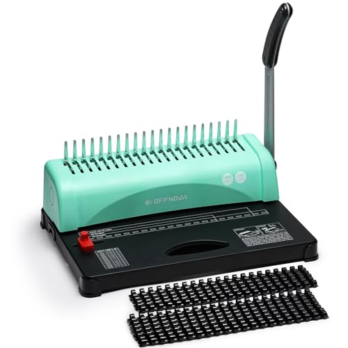 OFFNOVA Binding Machine, 21-Hole 450 Sheets Paper Comb Punch Binder Machine for Letter Size / A4 / A5 Paper, Easy to Punch Handle, Adjustable Margin - Image 1