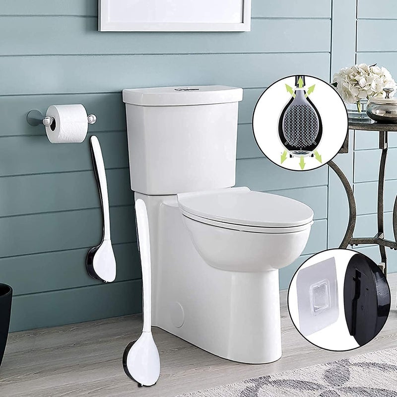 GLOWICK GLOWICK Silicone Toilet Brush Western Indian Toilet Cleaning Brush Deep Cleaning Brush with Wall Mounting Holder Stand Magic Sticker for Toilet Bathroom (1Pcs) - Image 5