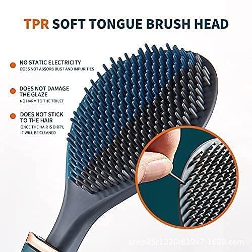 GLOWICK GLOWICK Silicone Toilet Brush Western Indian Toilet Cleaning Brush Deep Cleaning Brush with Wall Mounting Holder Stand Magic Sticker for Toilet Bathroom (1Pcs) - Image 3