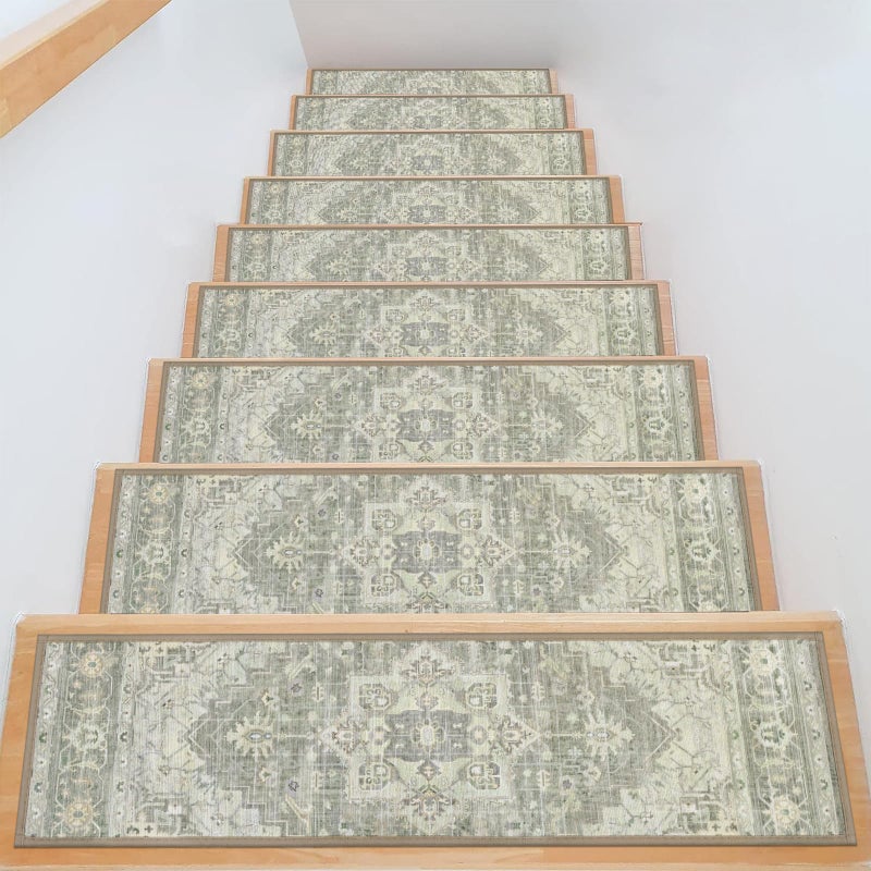 Pauwer Carpet Stair Treads for Wooden Steps Indoor 15 Pack 8 X 30 Peel and Stick Stair Treads Non Slip Staircase Step Treads Reusable Stair Runner Rugs for Dogs Kids and Elders - Image 2