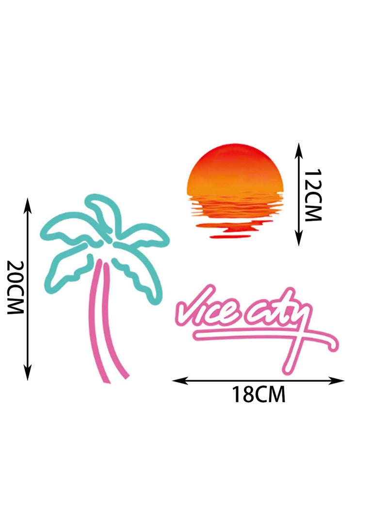 مجموعة ملصقات وملصقات صدمات لشجرة جوز الهند عند غروب الشمس، ملصقات خدش للسيارة، مقاومة للماء وواقية من الشمس - Image 2