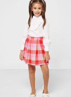 Nautinati Girls Peach-Coloured Yellow Top With Skirt main image 1