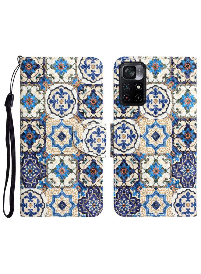 The Bros Case For Xiaomi Poco M4 Pro 5G Colored Drawing Leather Phone Case