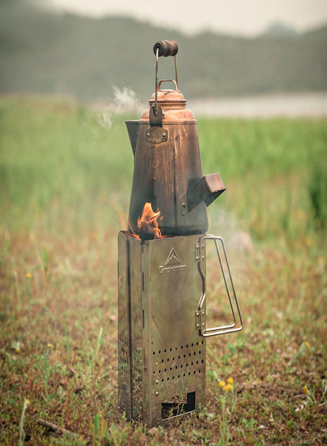 CAMPINGMOON Stainless Steel Firewood Furnace Mini Wood Charcoal Furnaces BBQ Folding Bracket Cooking Barbecue Rack for Camping Hiking Mountaineering - Image 2