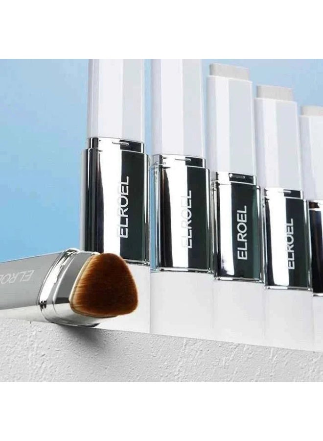 ELROEL Elroel Blanc Cover Cream Stick Foundation – DEEP Hydrating Full Coverage Cream Stick Foundation with Built-In Brush - Image 2
