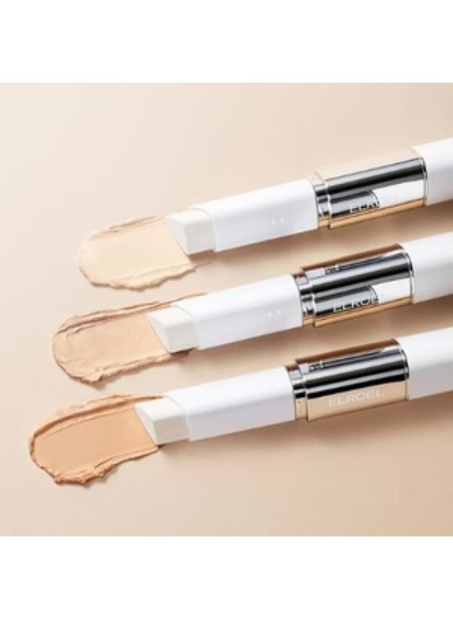 ELROEL Elroel Blanc Cover Cream Stick Foundation – DEEP Hydrating Full Coverage Cream Stick Foundation with Built-In Brush - Image 3