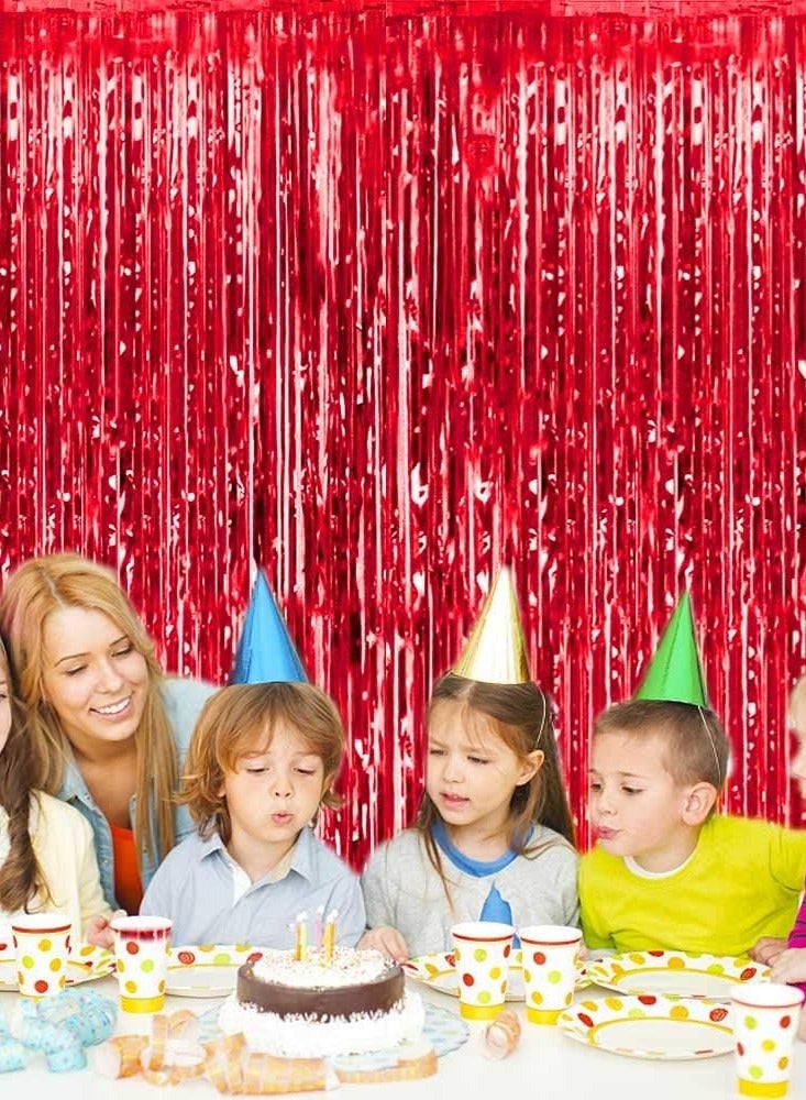 1-Pack Red Tinsel Curtains for Birthdays And Party Decorations  - Image 1