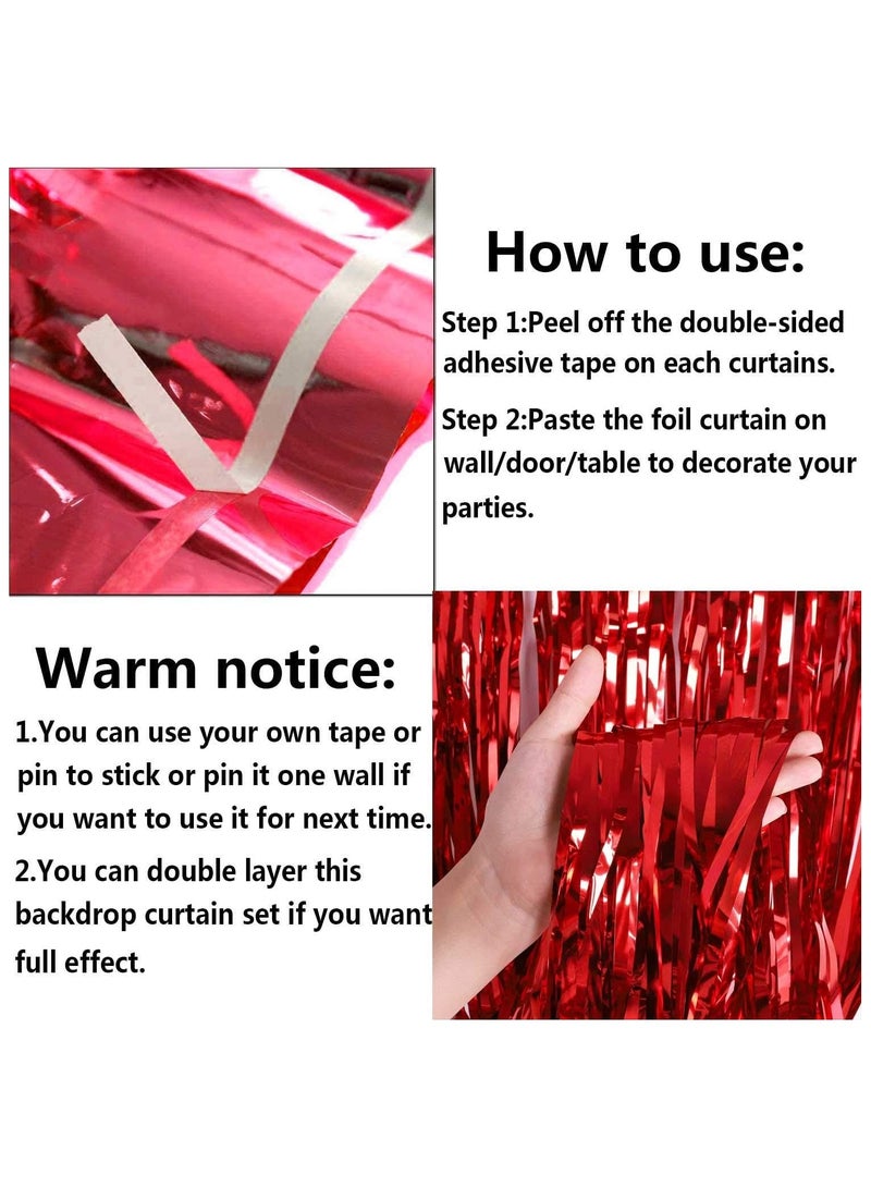 1-Pack Red Tinsel Curtains for Birthdays And Party Decorations  - Image 2