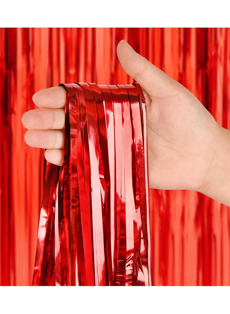 1-Pack Red Tinsel Curtains for Birthdays And Party Decorations  - Image 3