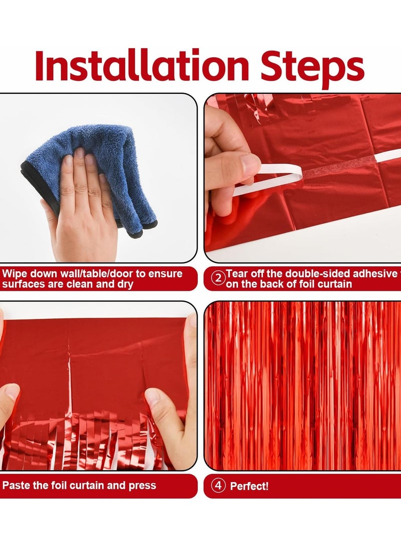 1-Pack Red Tinsel Curtains for Birthdays And Party Decorations  - Image 4