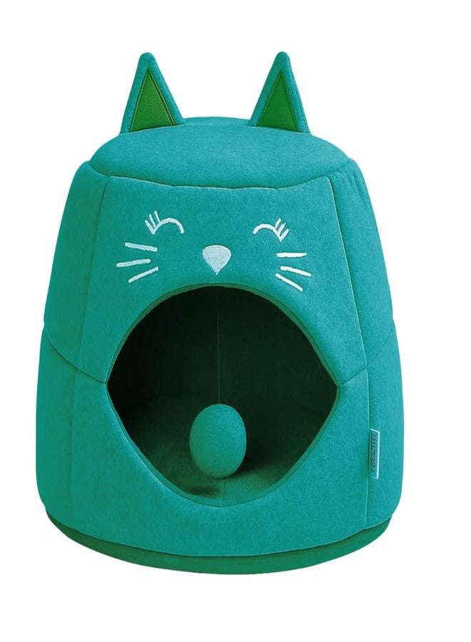 KittuPet Cat Cave Bed Indoor - Flannel Hooded Cat Igloo House, 38x34x30cm Enclosed Foldable Pet Bed with Removable Washable Cushion Pillow Random Colour - Image 5