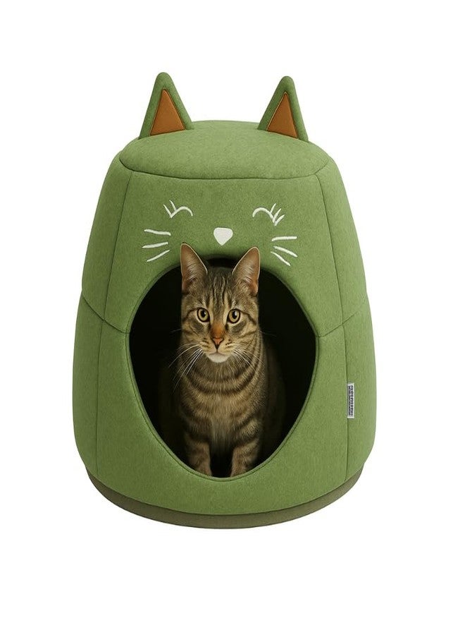 KittuPet Cat Cave Bed Indoor - Flannel Hooded Cat Igloo House, 38x34x30cm Enclosed Foldable Pet Bed with Removable Washable Cushion Pillow Random Colour - Image 2