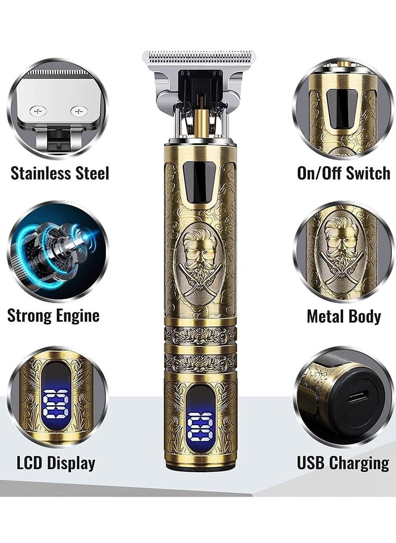 Beard Trimmer for Mens, Rechargeable Electric Hair Clippers with LCD Screen, Titanium Precision T Blade Trimmer for Families and Barber Gift - Image 2
