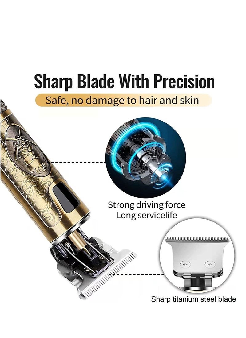 Beard Trimmer for Mens, Rechargeable Electric Hair Clippers with LCD Screen, Titanium Precision T Blade Trimmer for Families and Barber Gift - Image 4