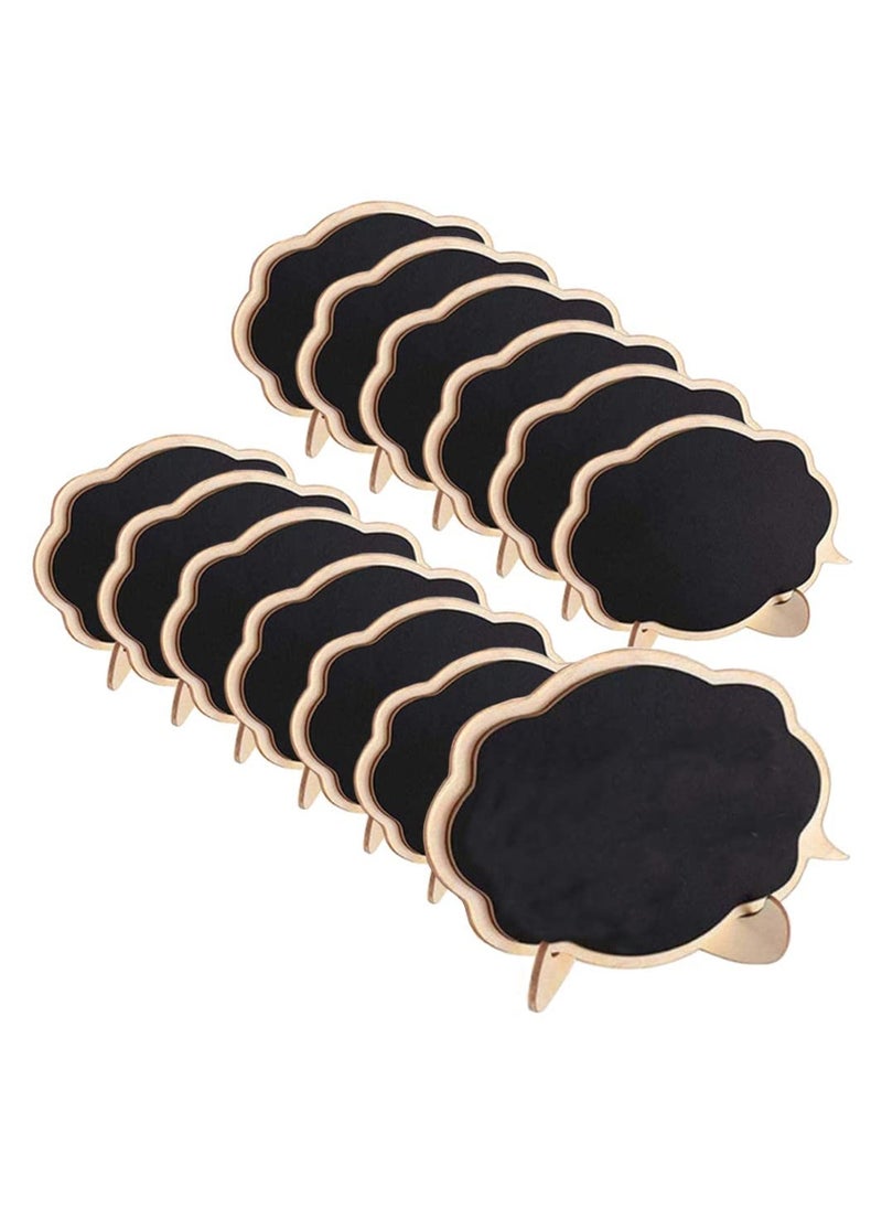 SYOSI Mini Chalkboards Signs with Easel Stand, 12 Pack Blackboard Place Cards Message Board Sign Chalkboard Labels Wooden for Wedding Party Decor Food Signs Price Tags  - Image 1
