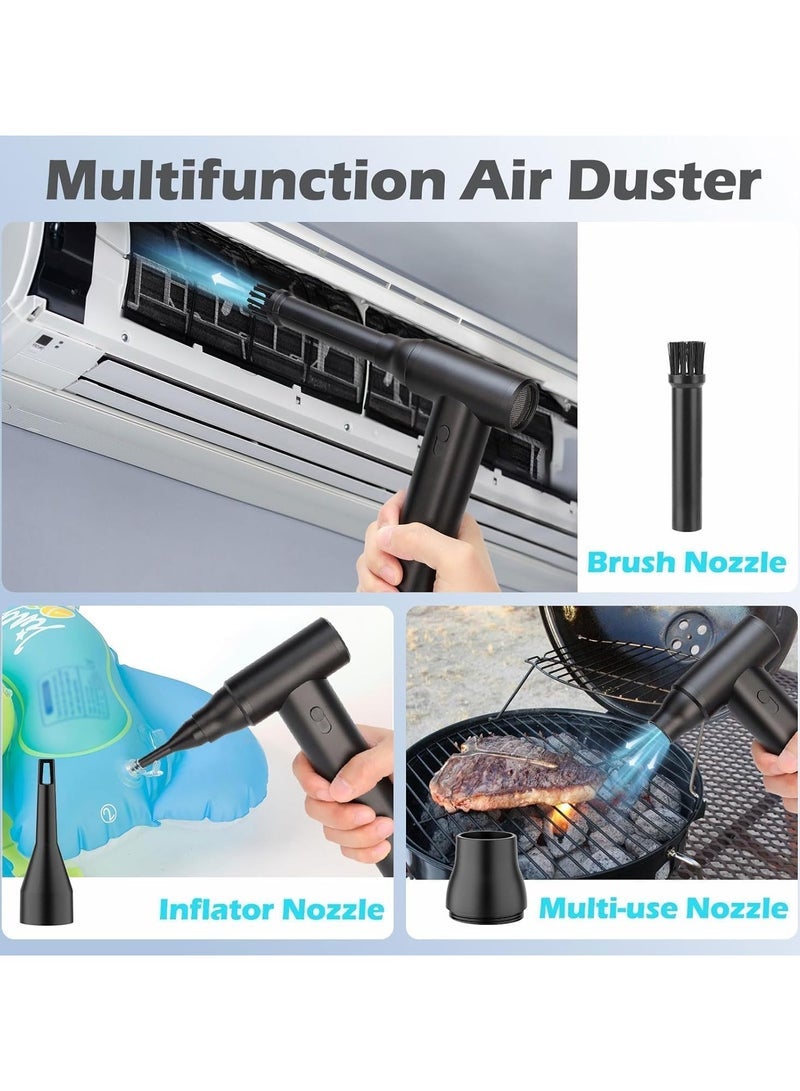 إلترازون Compressed Air Duster – 130000RPM Full Metal Cordless Air Blower with 8000mAh Rechargeable Battery, 7-in-1 Adjustable Speed Turbo Fan, USB Portable Jet Duster for Keyboard, Car Interior, Electronics & Home Cleaning – Black - Image 5