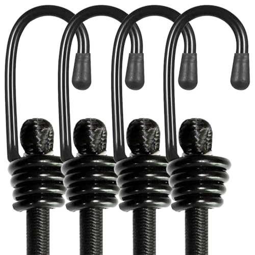 Serplex® 4Pcs Boungee Cords 24 inches Heavy Duty Outdoor Elastic Bungee Straps with Dual End Hook, Elastic Bungie Straps, Bungy Cords, Rubber Bunjee Chords Multi Use Rope for Luggage, Camping, Tidying - Image 1