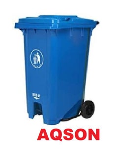 AQSON سلة المهملات ذات العجلات، سلة المهملات البلاستيكية، المنتجات التجارية، سلة المهملات القابلة للطي، شديدة التحمل، للاستخدام السكني، المطبخ، الهواء الطلق، الفناء، التخييم، أزرق، 120 لتر/31.7 جالون  - Image 1