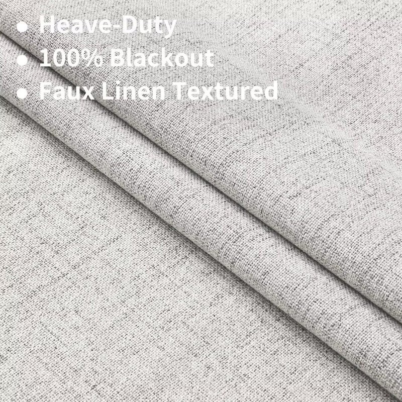Joydeco 100% Blackout Curtains 90 inches Long Natural Linen Drapes 1 Panels Set Burg for Bedroom Living Room Black Out Darkening Curtain Thermal Insulated Back tab Rod Pocket(70x90inch Greyish White) - Image 2