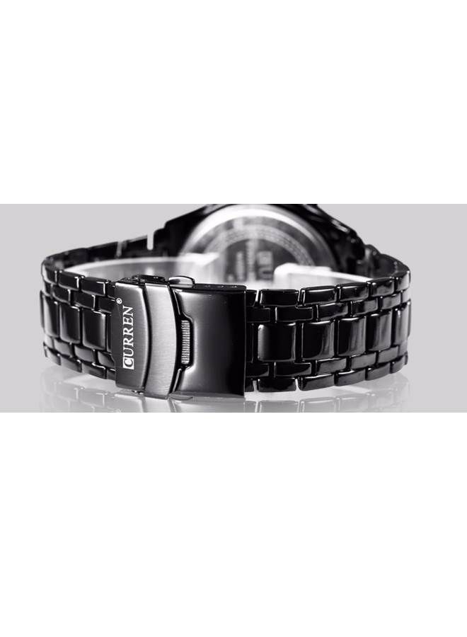 Curren 8023 Black Steel Chronograph Men’s Luxury Sports Watch Premium Tachymeter Dial and Multifunction Timepiece - Image 2