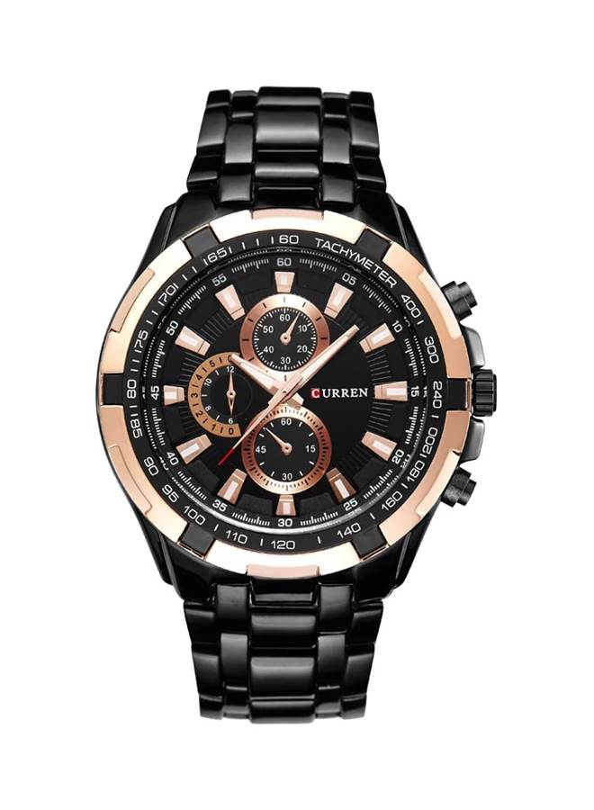 Curren 8023 Black Steel Chronograph Men’s Luxury Sports Watch Premium Tachymeter Dial and Multifunction Timepiece - Image 4