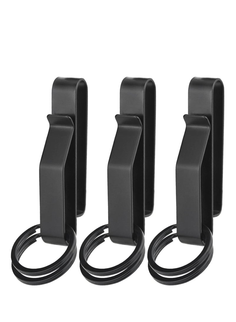 SYOSI Duty Belt Key Holder Stainless Steel Tactical Belt Loop Key Holder for Police Fire Agencies Fits 1.5-2.25 Inch Belts Includes 3 Holders and 6 Detachable Key Rings  - Image 1
