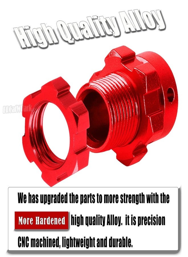 BRCatWPark RC 17mm Wheel Hex 6mm Extended Wheel Hub Drive Upgrades Part for 1/10 E-Maxx/T-Maxx/E-Revo/Revo/Summit,4pcs Aluminum Hex Hub Adapters & Nuts w/Wrench,Replace Part #6469 5854,Red - Image 3