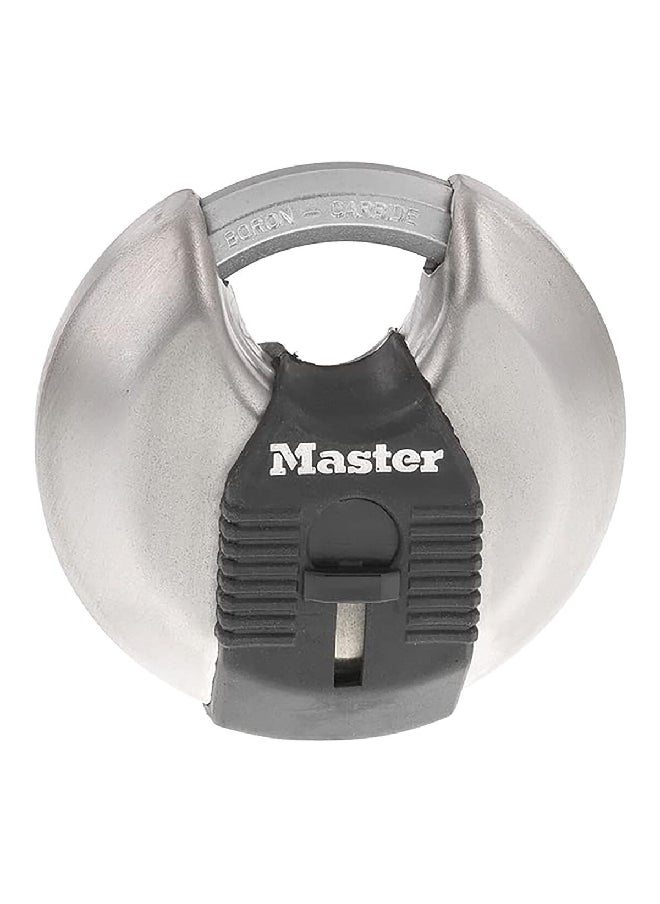 Master Lock Durable Stainless Steel Magnum Discus Padlock Silver and Black 70 mm M40XKADCCSEN  - Image 1