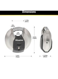 Master Lock Durable Stainless Steel Magnum Discus Padlock Silver and Black 70 mm M40XKADCCSEN  - Image 3