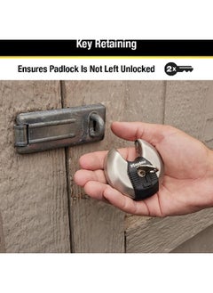Master Lock Durable Stainless Steel Magnum Discus Padlock Silver and Black 70 mm M40XKADCCSEN  - Image 4