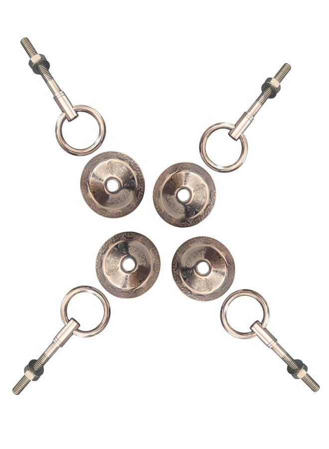 Nooks Premium Decorative Swing and jhula Bottom Kada (16MM) with Ring Hook Ceiling kada Swing Attachment Accessories, Stainless Steel,Silver Antique Design, Set of 4 - Image 4