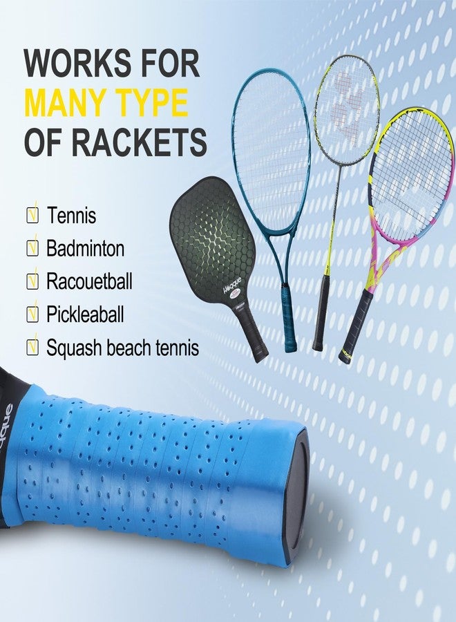 Hoqque 6 Packs Pickle Paddle Ball Grip Tape Tennis Badminton Racket Overgrip Comfort Dry Feel Racquet Pick Handle Wrap Ball Equipment Accessories Kit Tennis Lovers Women Men Birthday Blue - Image 2