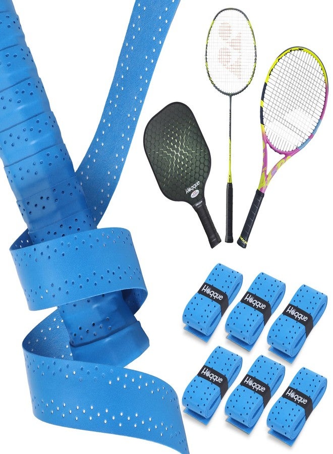 Hoqque 6 Packs Pickle Paddle Ball Grip Tape Tennis Badminton Racket Overgrip Comfort Dry Feel Racquet Pick Handle Wrap Ball Equipment Accessories Kit Tennis Lovers Women Men Birthday Blue - Image 1